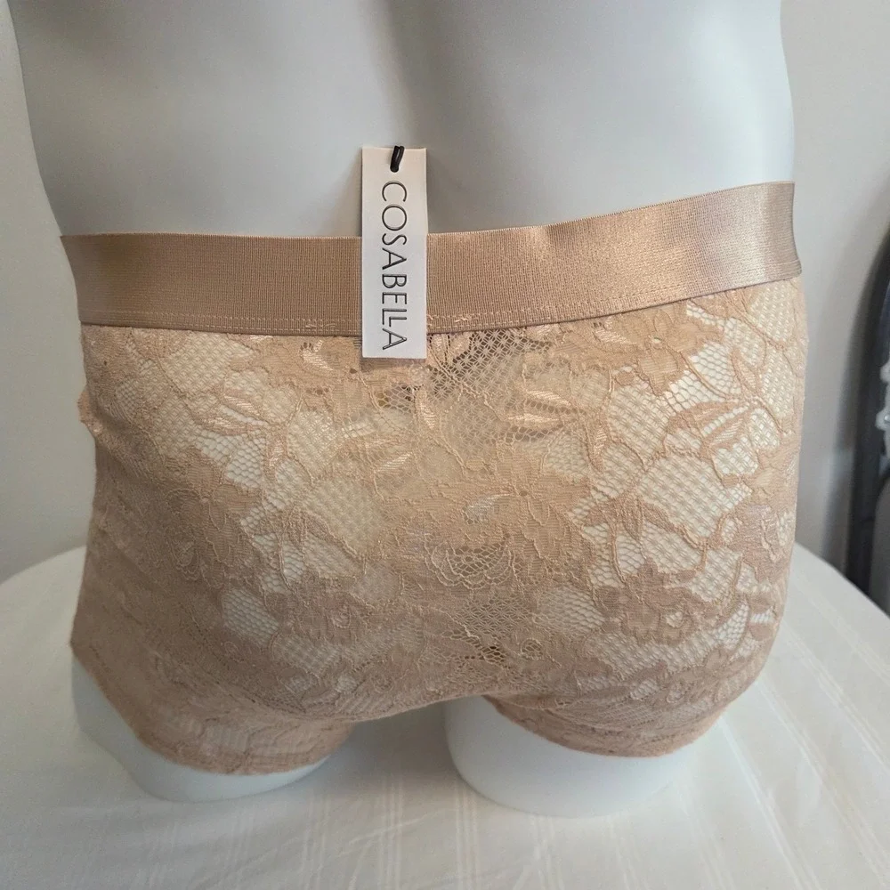 Cosabella Never Say Never Mens Lace Boxer Brief Nude Rose Tan Floral Underwear